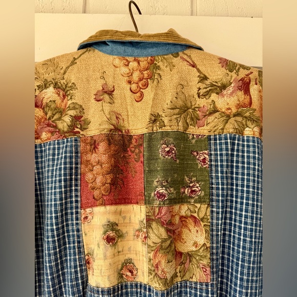 VTG 80s PG Collections Ginger Bort Patchwork Denim Jumpsuit 12 Mixed Print 90s - Picture 9 of 11